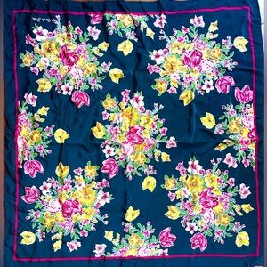 Carole little Floral Silk Scarf with Pink and Yellow Accents